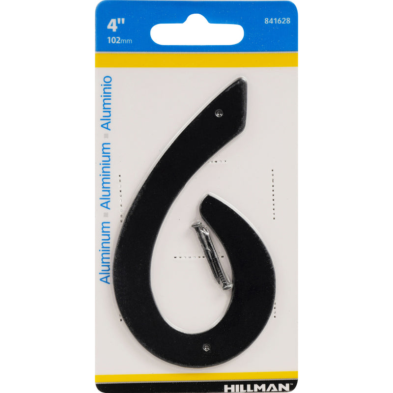 HILLMAN 4 in. Black Aluminum Nail-On Number 6