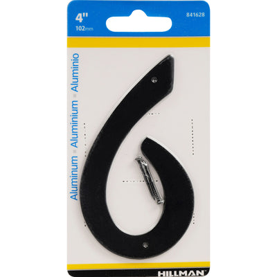 HILLMAN 4 in. Black Aluminum Nail-On Number 6