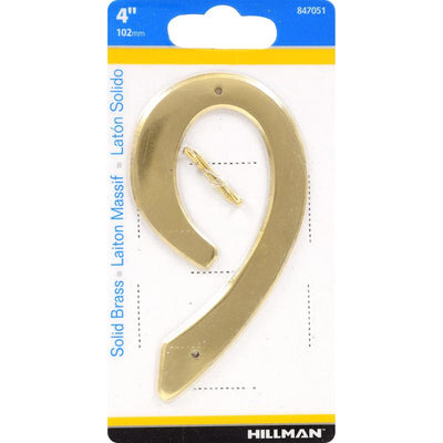 HILLMAN 4 in. Gold Brass Nail-On Number 9