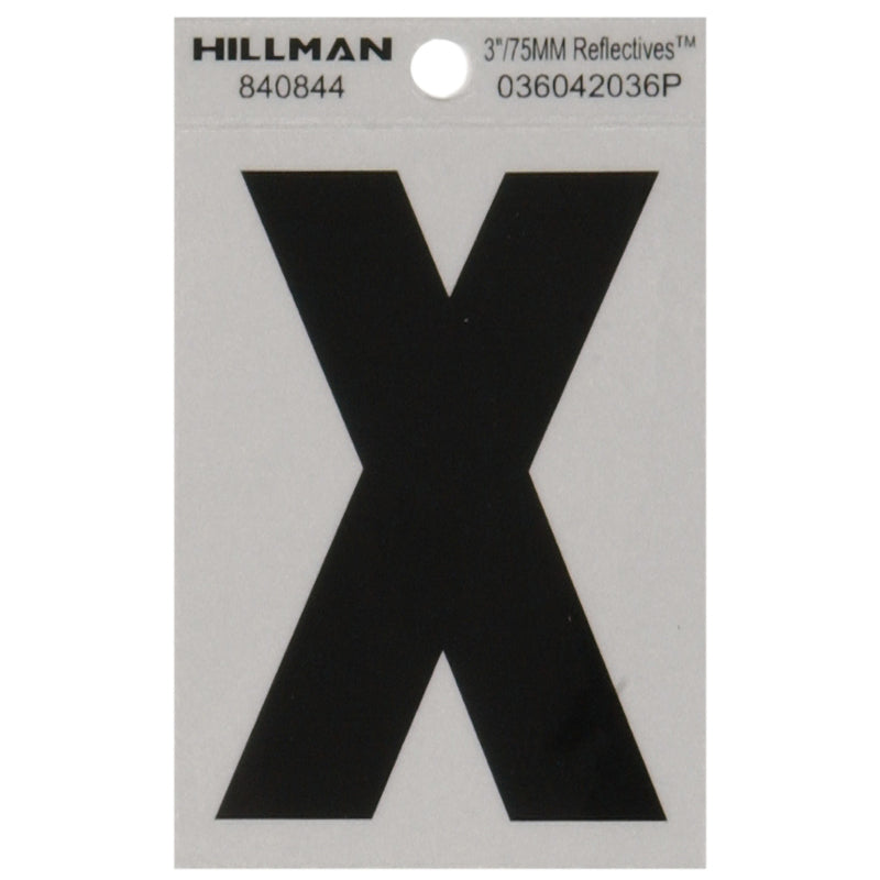 HILLMAN 3 in. Reflective Black Vinyl Self-Adhesive Letter X