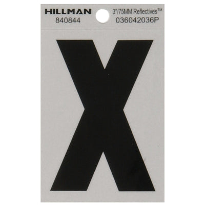 HILLMAN 3 in. Reflective Black Vinyl Self-Adhesive Letter X