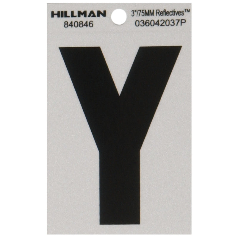 HILLMAN 3 in. Reflective Black Vinyl Self-Adhesive Letter Y
