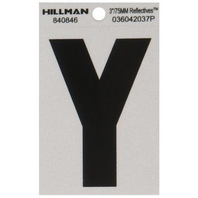 HILLMAN 3 in. Reflective Black Vinyl Self-Adhesive Letter Y