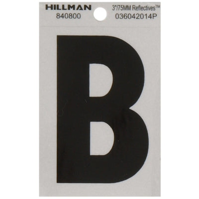 HILLMAN 3 in. Reflective Black Vinyl Self-Adhesive Letter B