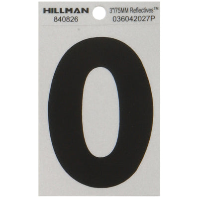 HILLMAN 3 in. Reflective Black Vinyl Self-Adhesive Letter O