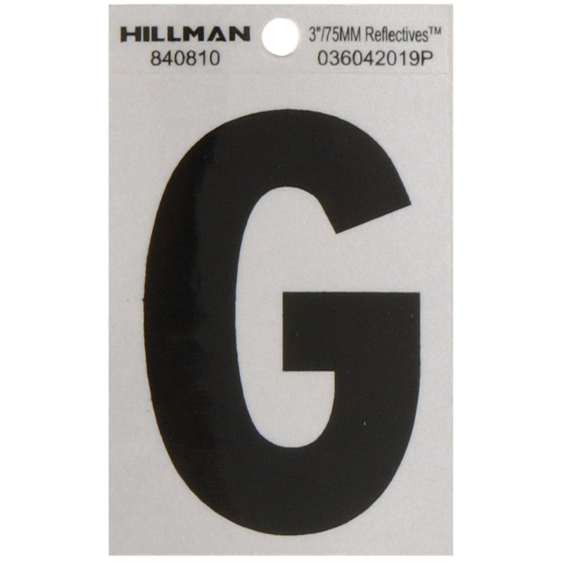 HILLMAN 3 in. Reflective Black Vinyl Self-Adhesive Letter G