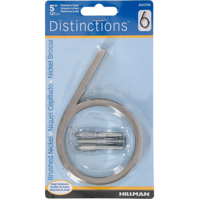 HILLMAN Distinctions 5 in. Silver Steel Screw-On Number 6
