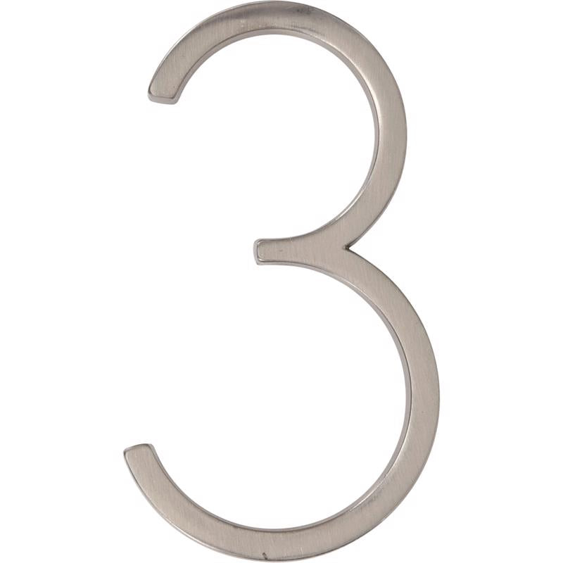 HILLMAN Distinctions 5 in. Silver Steel Screw-On Number 3