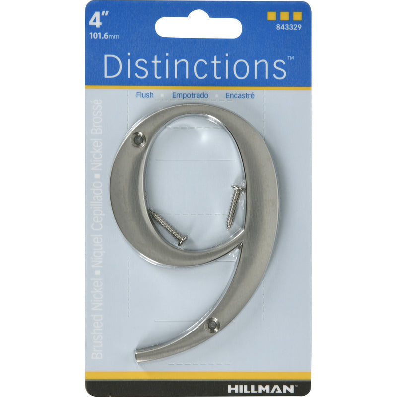 HILLMAN Distinctions 4 in. Silver Zinc Die-Cast Screw-On Number 9