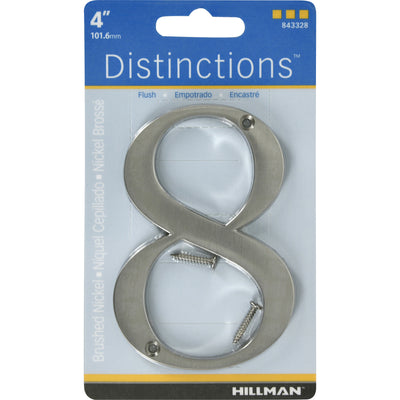 HILLMAN Distinctions 4 in. Silver Zinc Die-Cast Screw-On Number 8