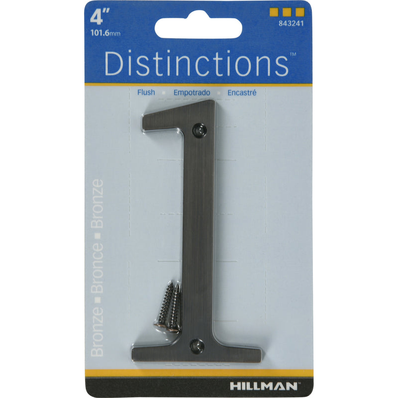 HILLMAN Distinctions 4 in. Bronze Zinc Die-Cast Screw-On Number 1