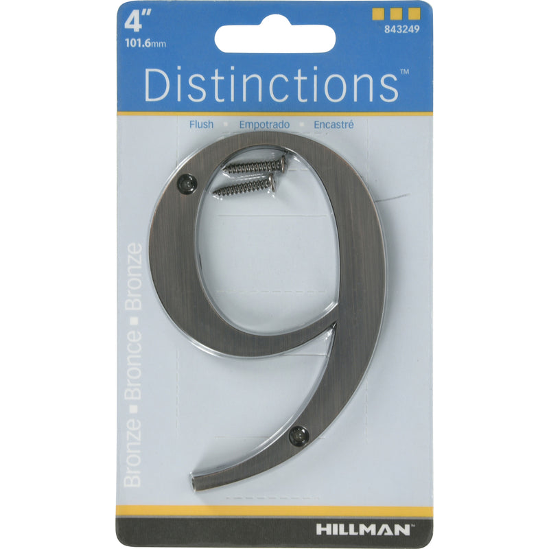 HILLMAN Distinctions 4 in. Bronze Zinc Die-Cast Screw-On Number 9