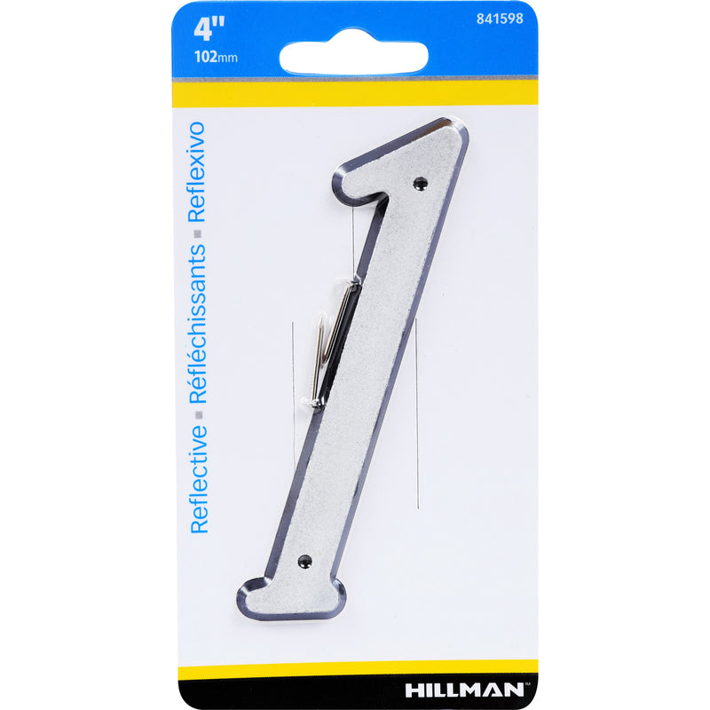HILLMAN 4 in. Reflective Silver Plastic Nail-On Number 1