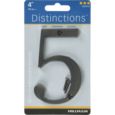 HILLMAN Distinctions 4 in. Bronze Zinc Die-Cast Screw-On Number 5