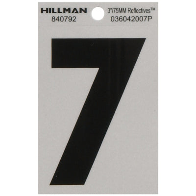 HILLMAN 3 in. Reflective Black Vinyl Self-Adhesive Number 7