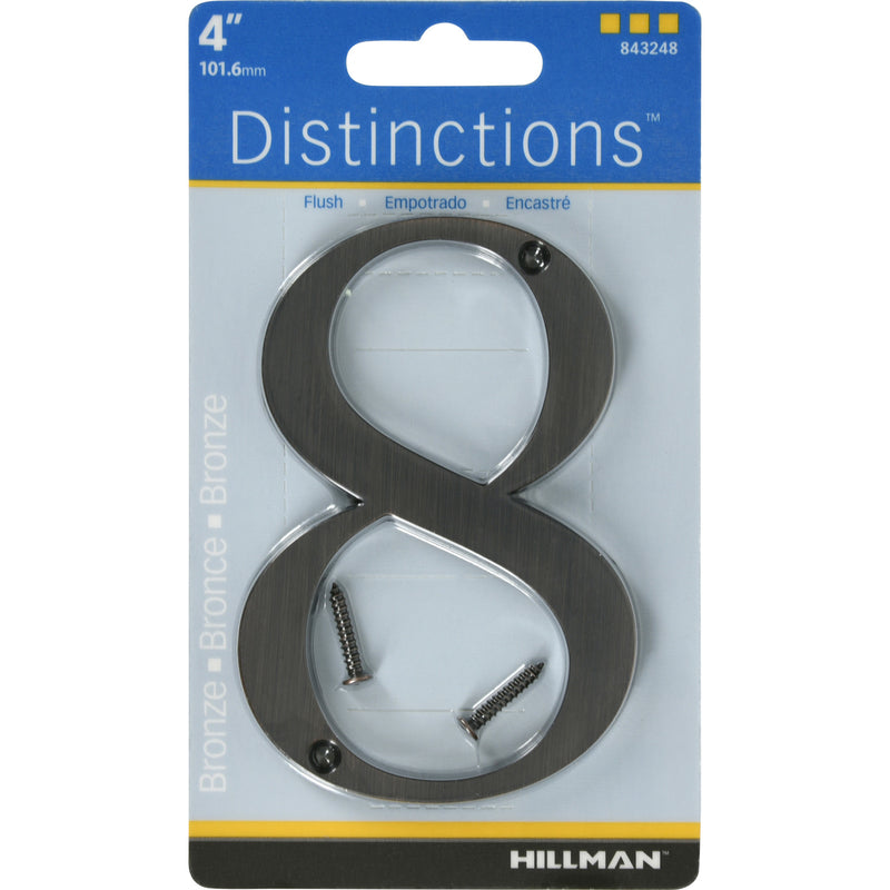 HILLMAN Distinctions 4 in. Bronze Zinc Die-Cast Screw-On Number 8