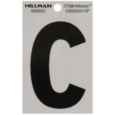 HILLMAN 3 in. Reflective Black Vinyl Self-Adhesive Letter C