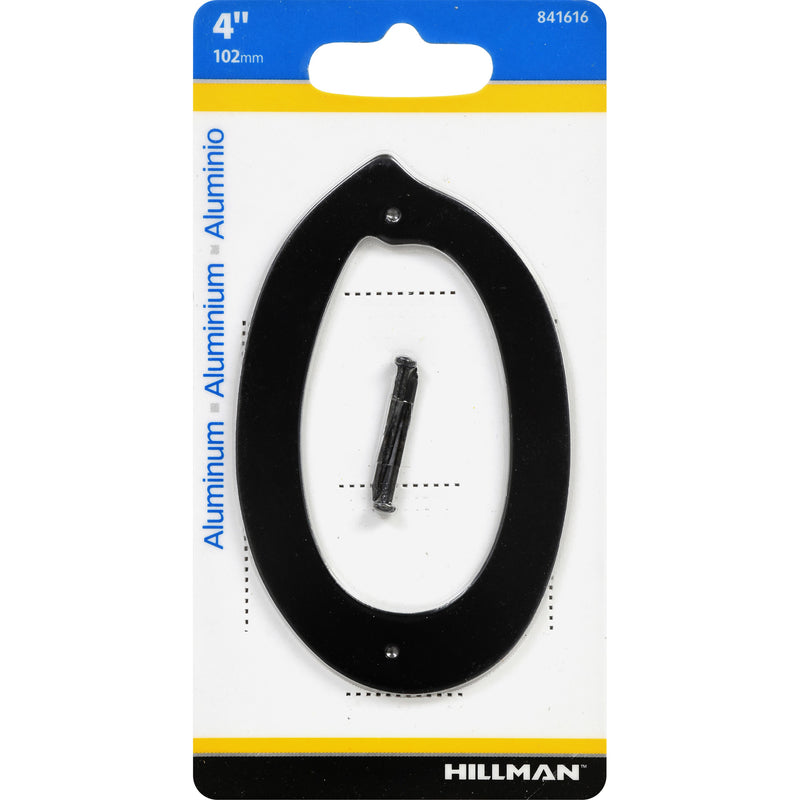 HILLMAN 4 in. Black Aluminum Nail-On Number 0