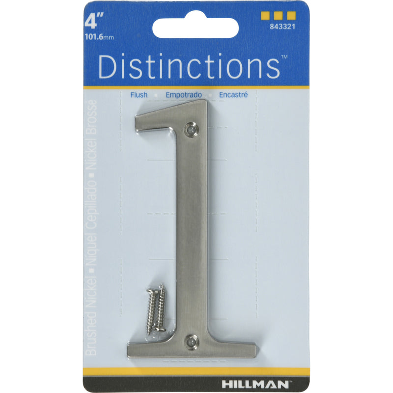 HILLMAN Distinctions 4 in. Silver Zinc Die-Cast Screw-On Number 1