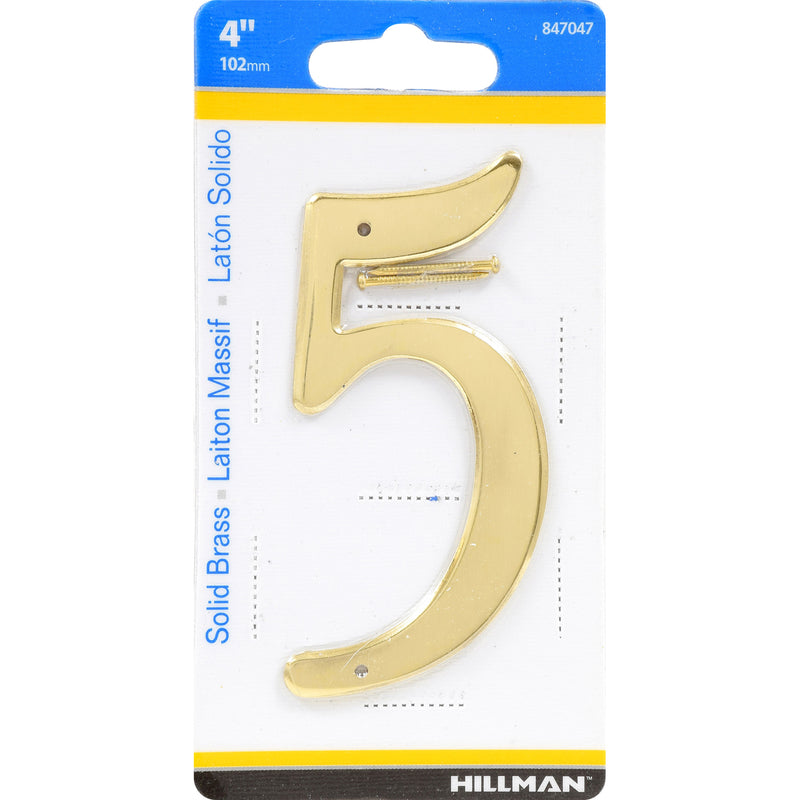 HILLMAN 4 in. Gold Brass Nail-On Number 5