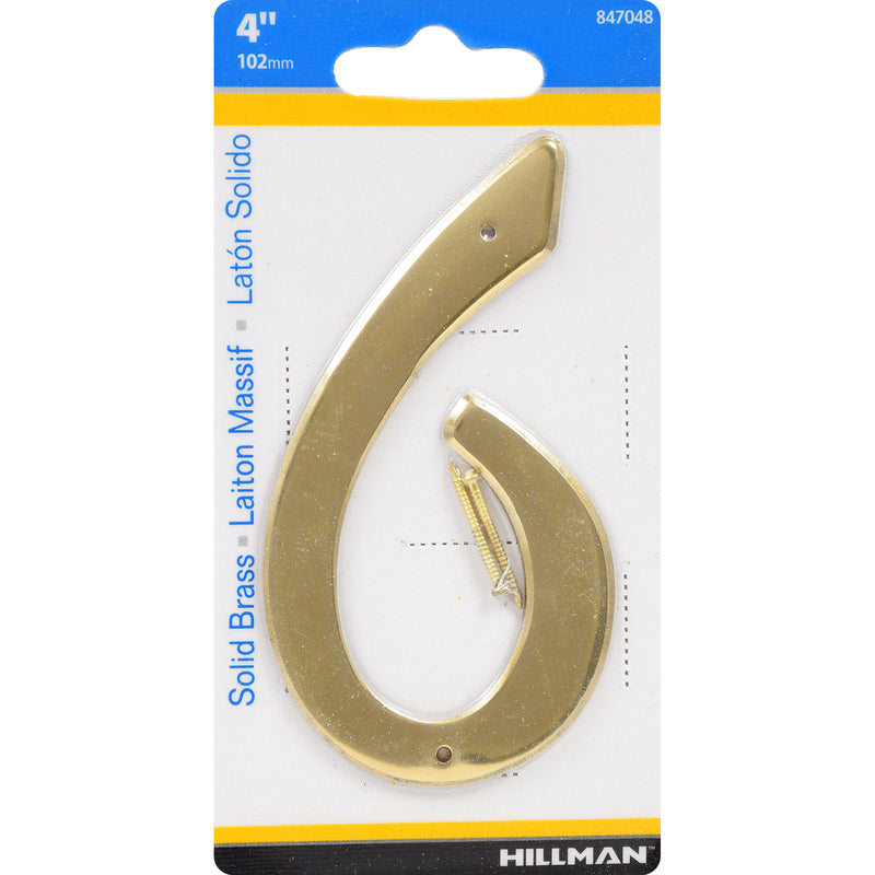HILLMAN 4 in. Gold Brass Nail-On Number 6