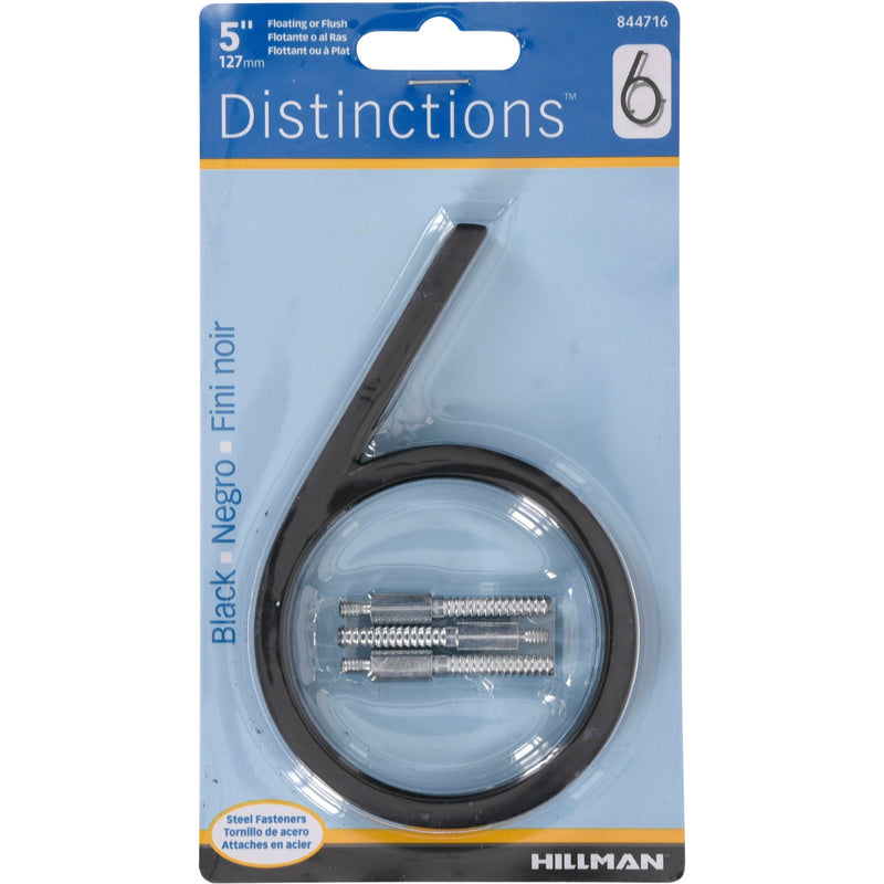 HILLMAN Distinctions 5 in. Black Steel Screw-On Number 6