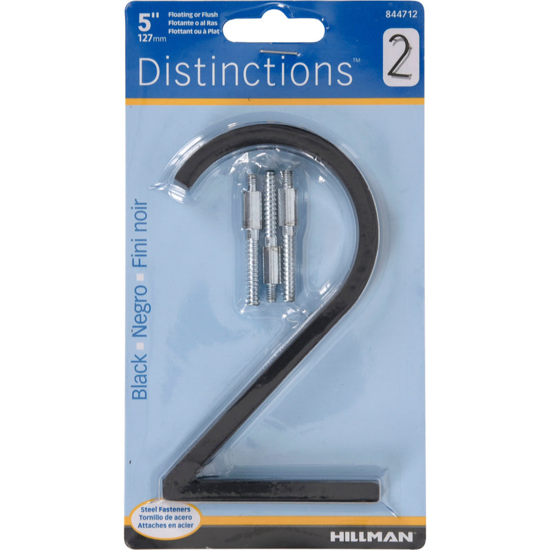 HILLMAN Distinctions 5 in. Black Steel Screw-On Number 2
