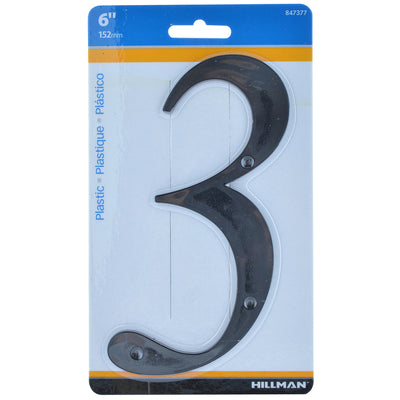 HILLMAN 6 in. Black Plastic Nail-On Number 3