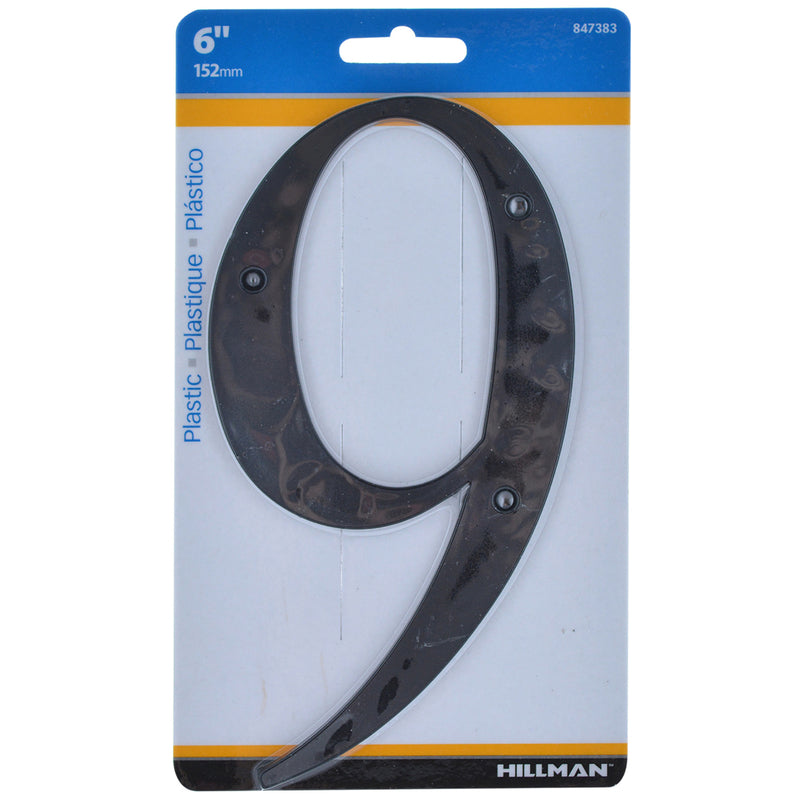 HILLMAN 6 in. Black Plastic Nail-On Number 9