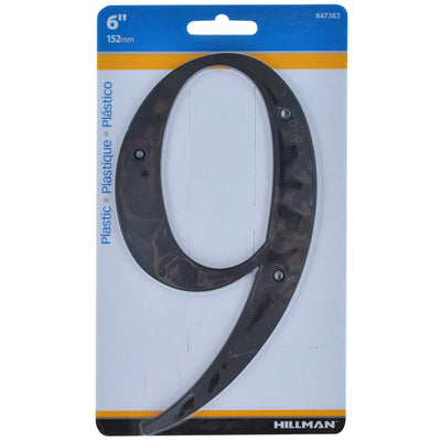HILLMAN 6 in. Black Plastic Nail-On Number 9