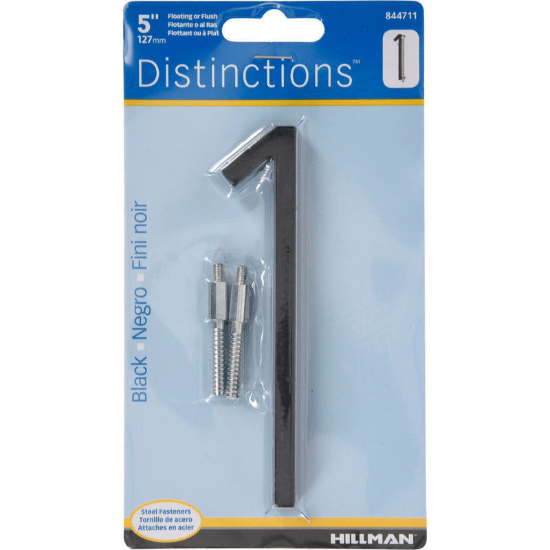 HILLMAN Distinctions 5 in. Black Steel Screw-On Number 1