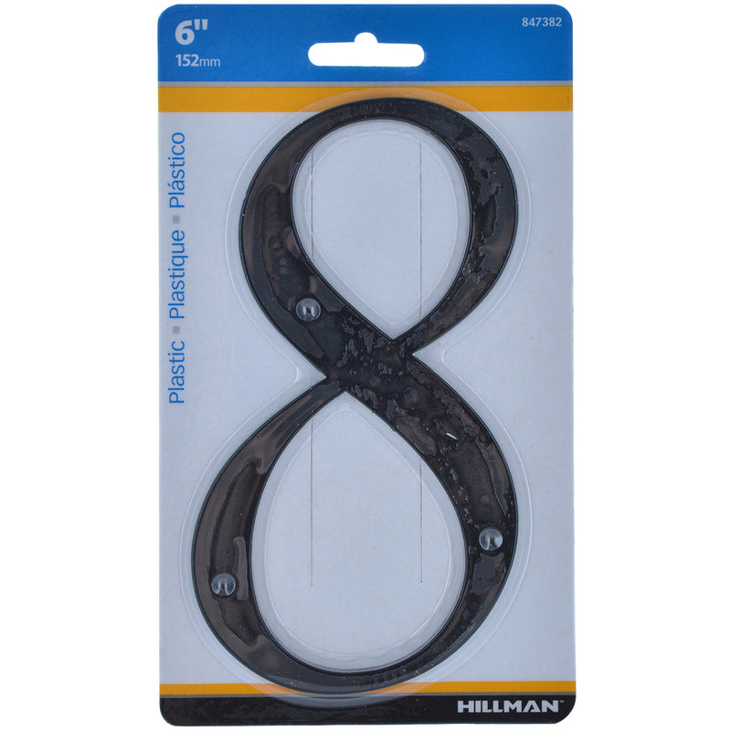 HILLMAN 6 in. Black Plastic Nail-On Number 8