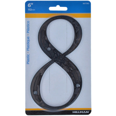 HILLMAN 6 in. Black Plastic Nail-On Number 8
