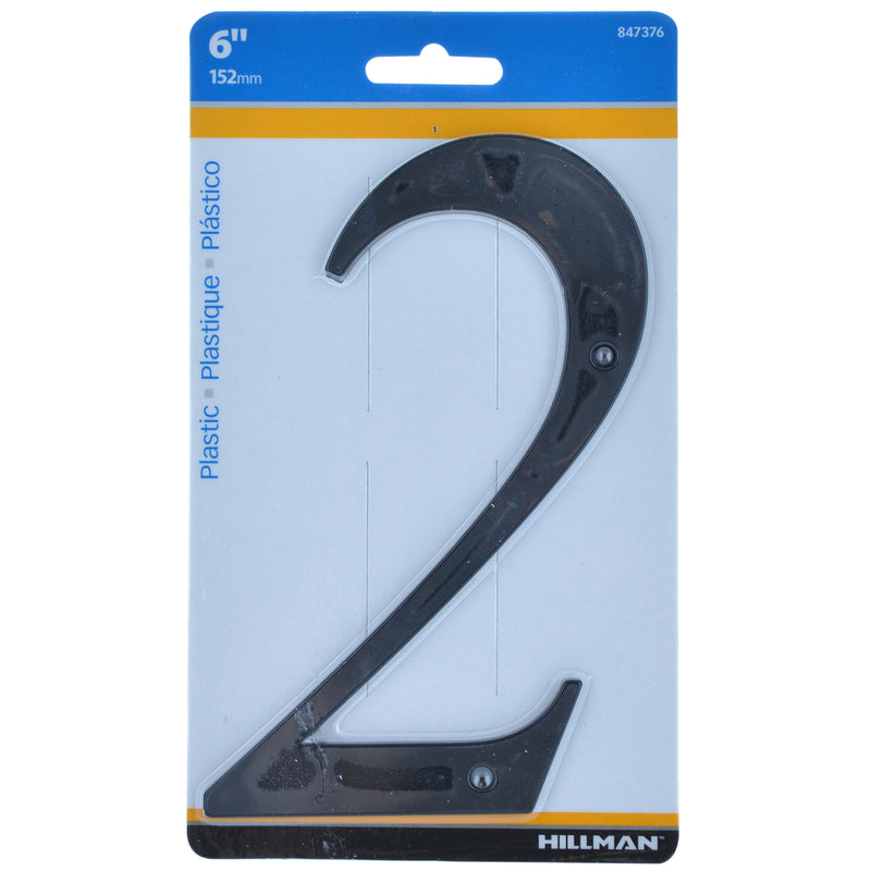 HILLMAN 6 in. Black Plastic Nail-On Number 2