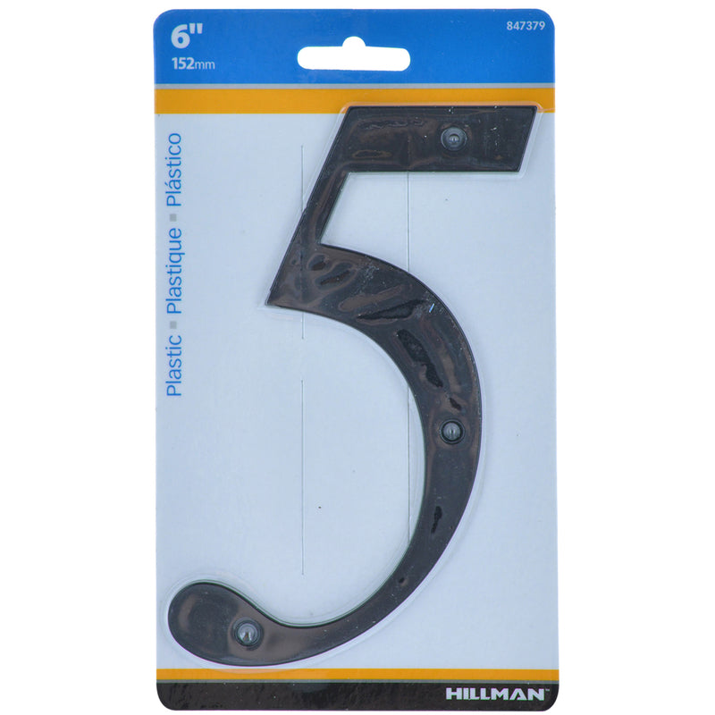 HILLMAN 6 in. Black Plastic Nail-On Number 5