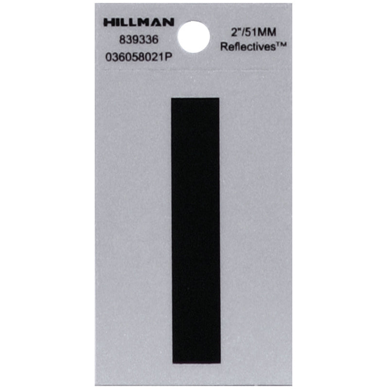 HILLMAN 2 in. Reflective Black Vinyl Self-Adhesive Letter I