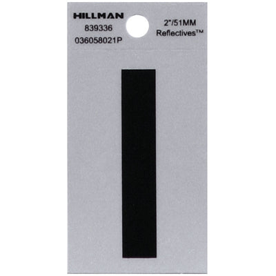 HILLMAN 2 in. Reflective Black Vinyl Self-Adhesive Letter I