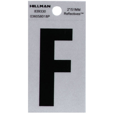 HILLMAN 2 in. Reflective Black Vinyl Self-Adhesive Letter F