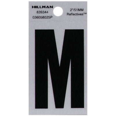 HILLMAN 2 in. Reflective Black Vinyl Self-Adhesive Letter M