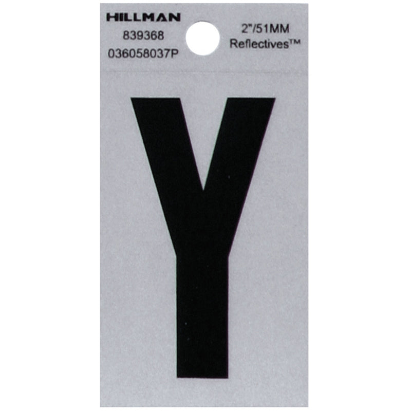 HILLMAN 2 in. Reflective Black Vinyl Self-Adhesive Letter Y