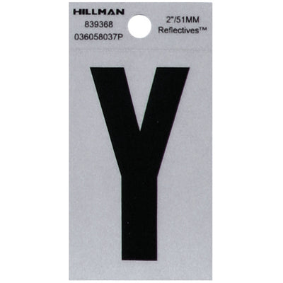 HILLMAN 2 in. Reflective Black Vinyl Self-Adhesive Letter Y