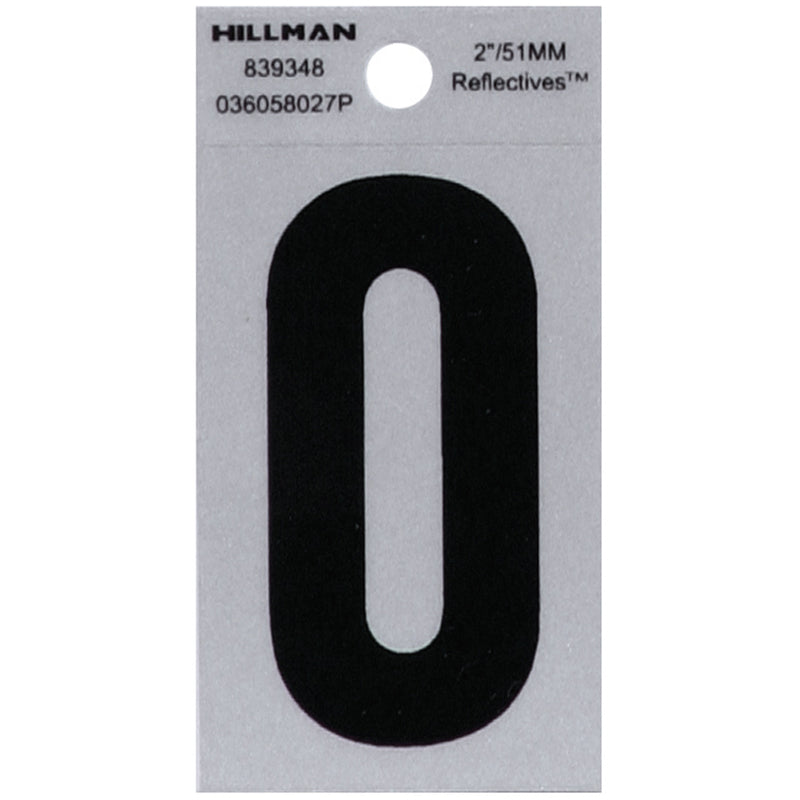 HILLMAN 2 in. Reflective Black Vinyl Self-Adhesive Letter O