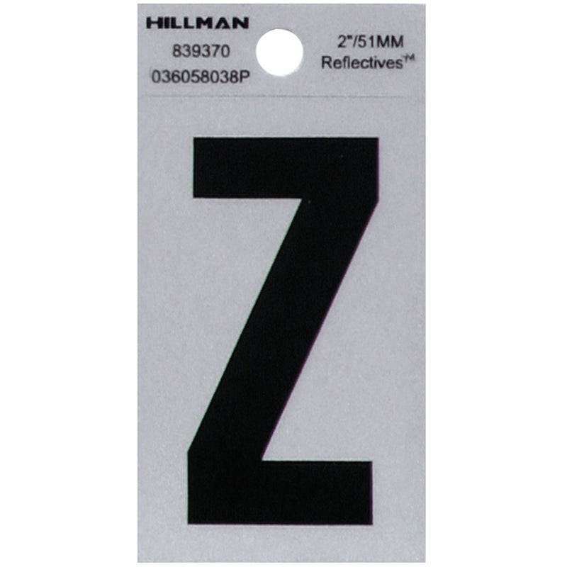 HILLMAN 2 in. Reflective Black Vinyl Self-Adhesive Letter Z