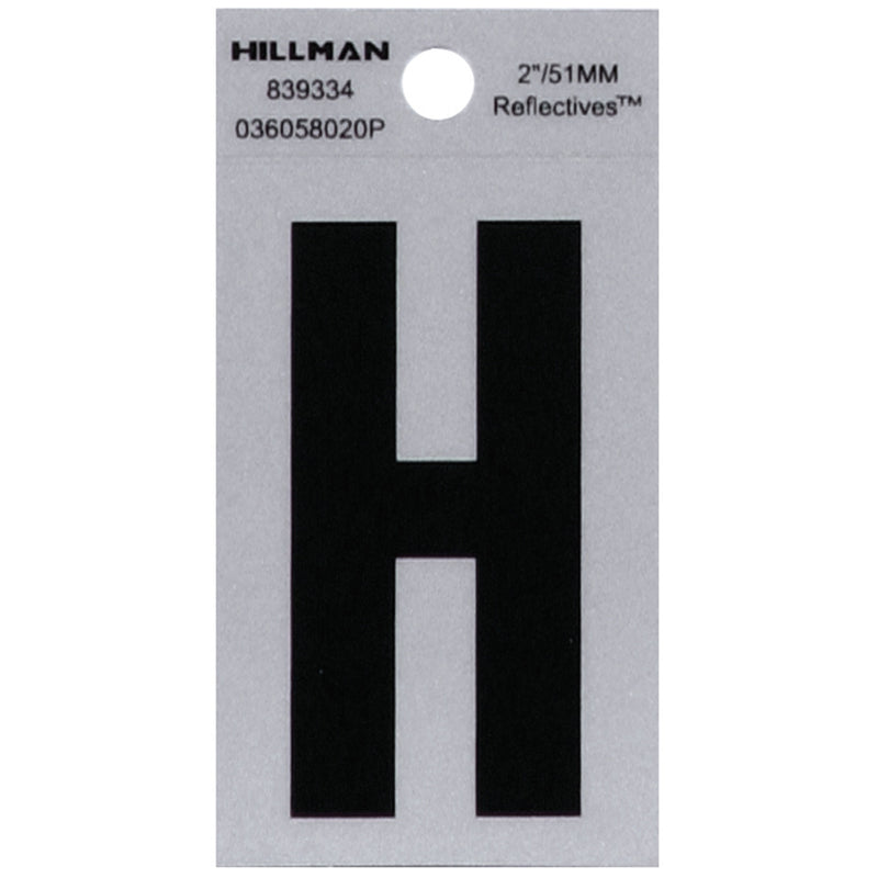 HILLMAN 2 in. Reflective Black Vinyl Self-Adhesive Letter H