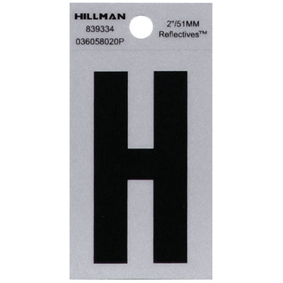 HILLMAN 2 in. Reflective Black Vinyl Self-Adhesive Letter H