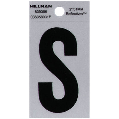 HILLMAN 2 in. Reflective Black Vinyl Self-Adhesive Letter S