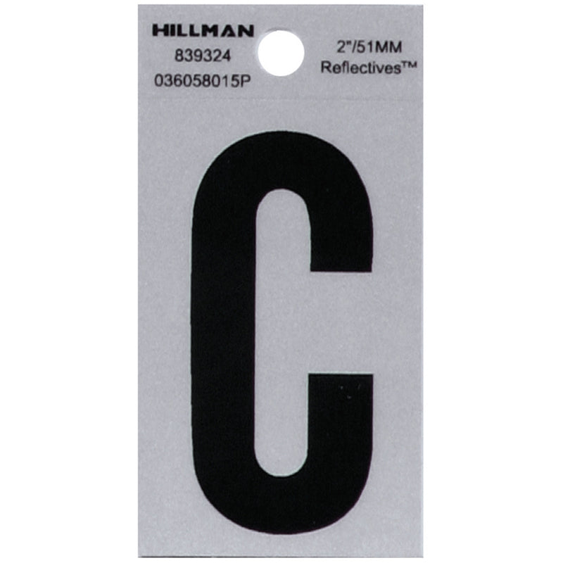 HILLMAN 2 in. Reflective Black Vinyl Self-Adhesive Letter C