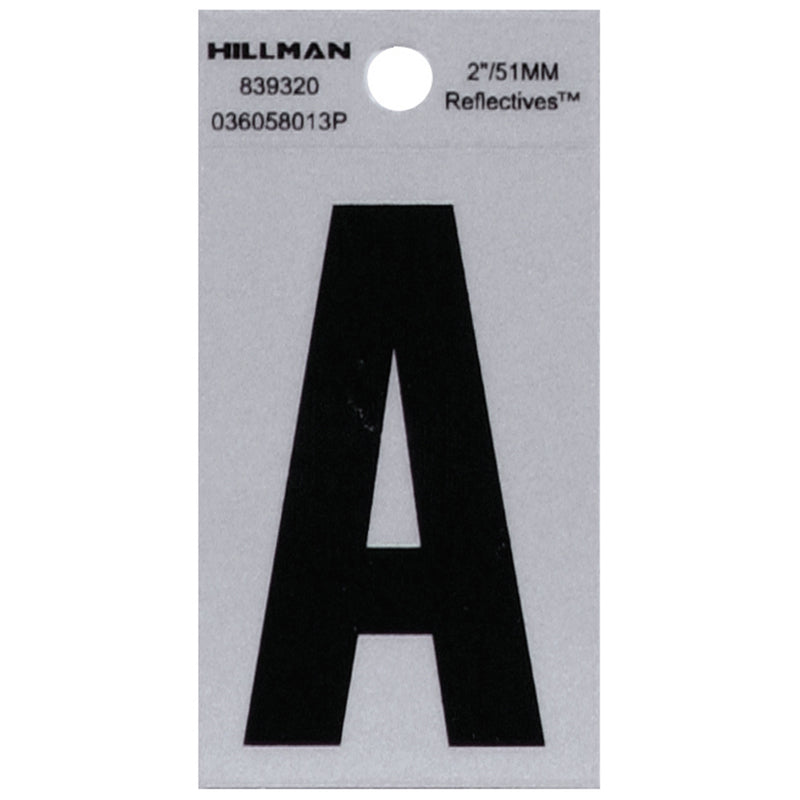 HILLMAN 2 in. Reflective Black Vinyl Self-Adhesive Letter A