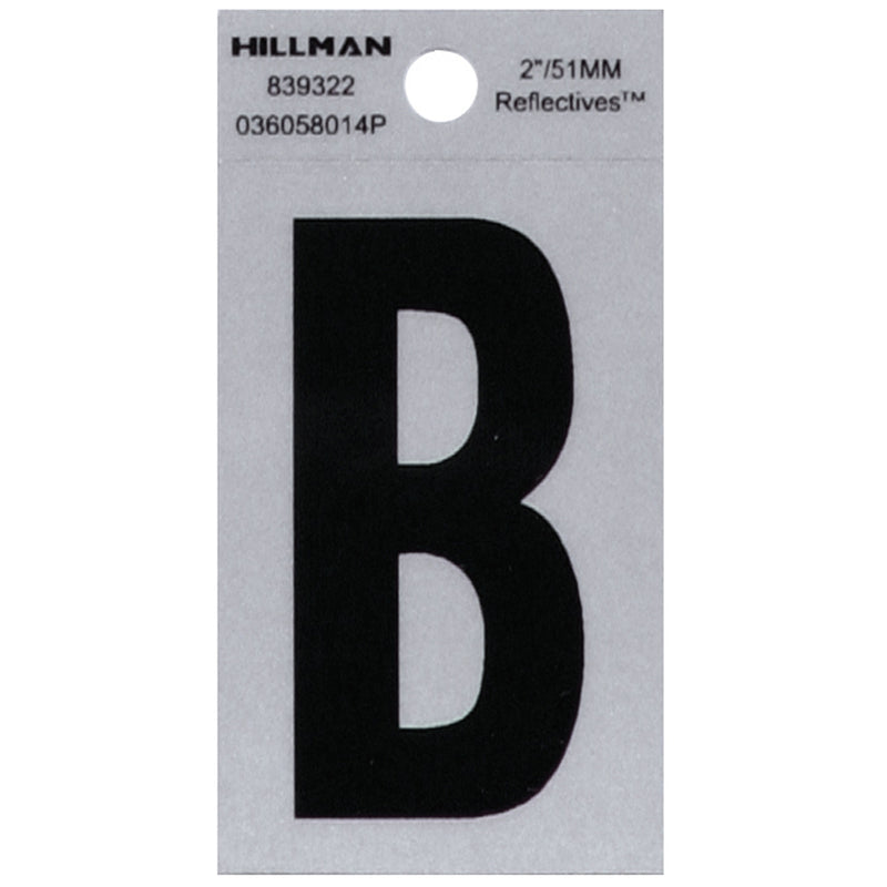 HILLMAN 2 in. Reflective Black Vinyl Self-Adhesive Letter B