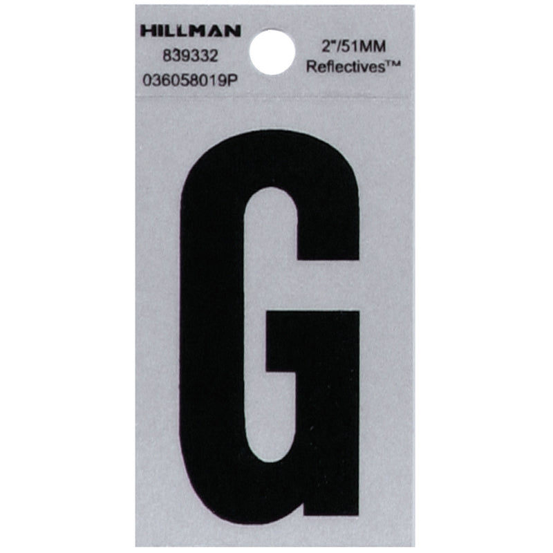 HILLMAN 2 in. Reflective Black Vinyl Self-Adhesive Letter G